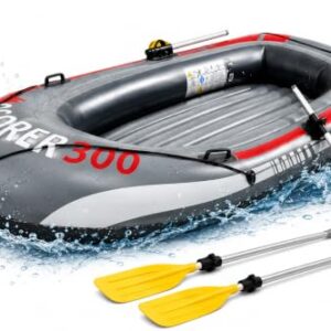 Aufblasbares Schlauchboot mit Paddel und Seil, ideal für Kinder und Erwachsene zum Entspannen auf dem Wasser.