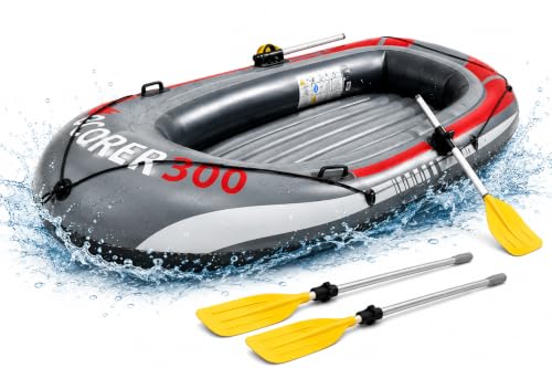Aufblasbares Schlauchboot mit Paddel und Seil, ideal für Kinder und Erwachsene zum Entspannen auf dem Wasser.