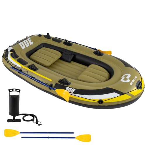 Schlauchboot für zwei Personen, aufblasbares Boot mit 2 Paddeln und Handpumpe für Wasserausflüge