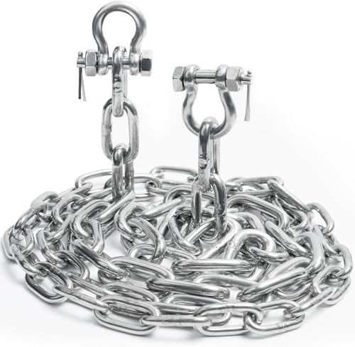 Hanfger Ankerkettensatz, 0,8 cm x 3 m, Marinequalität, robuste Bootsanker-Kette mit Anti-Off-Doppelschäkel-Verbindungsenden für Boot, Ponton, Deck und Angeln