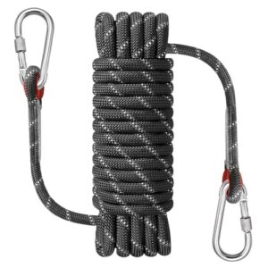 Kletterseil aus Nylon für den Außenbereich, 12 mm x 10 m, reflektierend schwarz, schwimmend, zum Klettern, Baumklettern, Schaukeln, Bootfahren, Angeln, Rafting, Wandern und Baumpflege