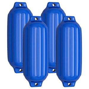 GYMAX 4er-Set Bootsfender, Blauer Langfender für Yachten und Boote, hochwertige PVC-Materialien, Anti-Rutsch-Streifen, perfekt für Wassersportler