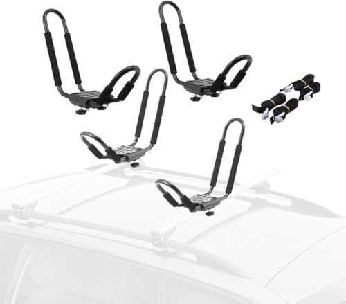 4 Stück kajaktransporteure mit weichen Polstern für den Aufbau auf dem Dach eines Autos, ideal für Kajaktouren und Bootshalter