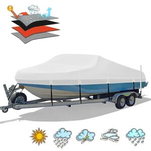 HAHASOLE Strapazierfähige 1200D PU wasserdichte Bootsabdeckung, ideal für Bassboote, Angelboote und V-Rumpf