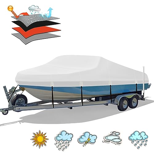 HAHASOLE Strapazierfähige 1200D PU wasserdichte Bootsabdeckung, ideal für Bassboote, Angelboote und V-Rumpf