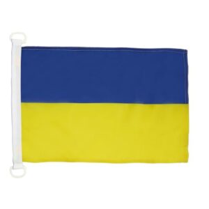 Ukrainische Bootsflagge aus Mesh-Polyester mit Kunststoffringen, Maß 45x30 cm, perfekt für Bootssportler und Wassersport-Fans