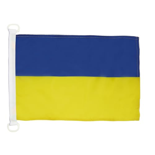 Ukrainische Bootsflagge aus Mesh-Polyester mit Kunststoffringen, Maß 45x30 cm, perfekt für Bootssportler und Wassersport-Fans