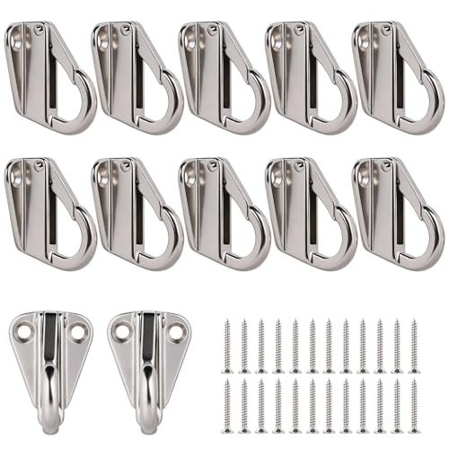 Bild von 12 x Fenderhaken aus Edelstahl 316 mit Schrauben, hochwertige Befestigungshaken für Marine, Garage, Camping oder Zuhause