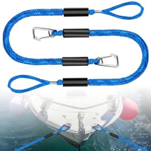 Hochwertiges Bungee Seil und Festmacher-Einsatz für Boote, Kajaks, Jetskis, Pontonen und Kanus - 4 Fuß Blaue Leine mit Auge und Haken, Quick Release Tauwerk