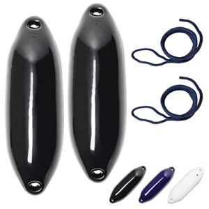 Hochwertige Fender für Motorboot oder Segelboot, bestehend aus zwei Fender in der Größe U1 mit Ø 12 x L 40 cm sowie zwei Fenderleinen mit einer Länge von 2 Metern. Fender sind aus Plastisol PVC gefertigt und können leicht aufgepumpt werden.