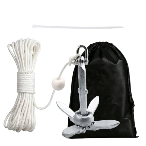 Nimblyne 0,7Kg Anker Boot Set mit Seil, Boje und Klappanker für Kleine Boote und Wasserpflanzenreinigung