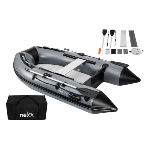 Professionelles Sportboot mit Luftboden und Sitzbank, ideal für Angler und Wassersportler