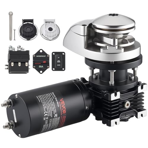 Elektrische Ankerwinde, 12 Volt DC, 600 Watt, für Boote bis 11 Meter Länge, max. Zugkraft 320 Kilogramm, Konstruktion aus Edelstahl 316
