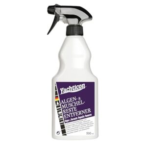 Effektiver Ablagerungen-Entferner für Yachten: Entfernt Algen, Kalk, Rost und Verschmutzungen am Bootsrumpf und Antrieb mit dem YACHTICON Spray 500 ml.