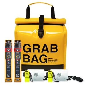 Ocean Signal rescueME PLB3 Segelsicherheitsset mit Haltesack, Signalspiegel, Pfeife und Survival-Ausrüstung - Globales Notfall-Überlebenspaket für Offshore-Segeln und Bootfahren