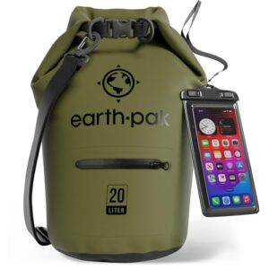 Wasserdichter Packsack 20L - Dry Bag mit Reißverschlusstasche und Rolltop für verschiedene Aktivitäten wie Kajakfahren, Bootfahren oder Angeln